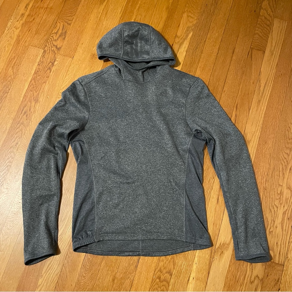 ADIDAS ACTIVEWEAR HEATHER GRAY LONG SLEEVE HOOD TOP SMALL